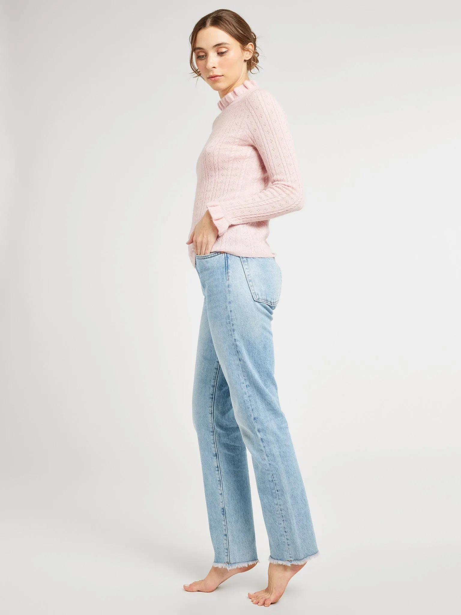 Summer Sweater Garment Dyed Finish Aurora Pullover in Ballet