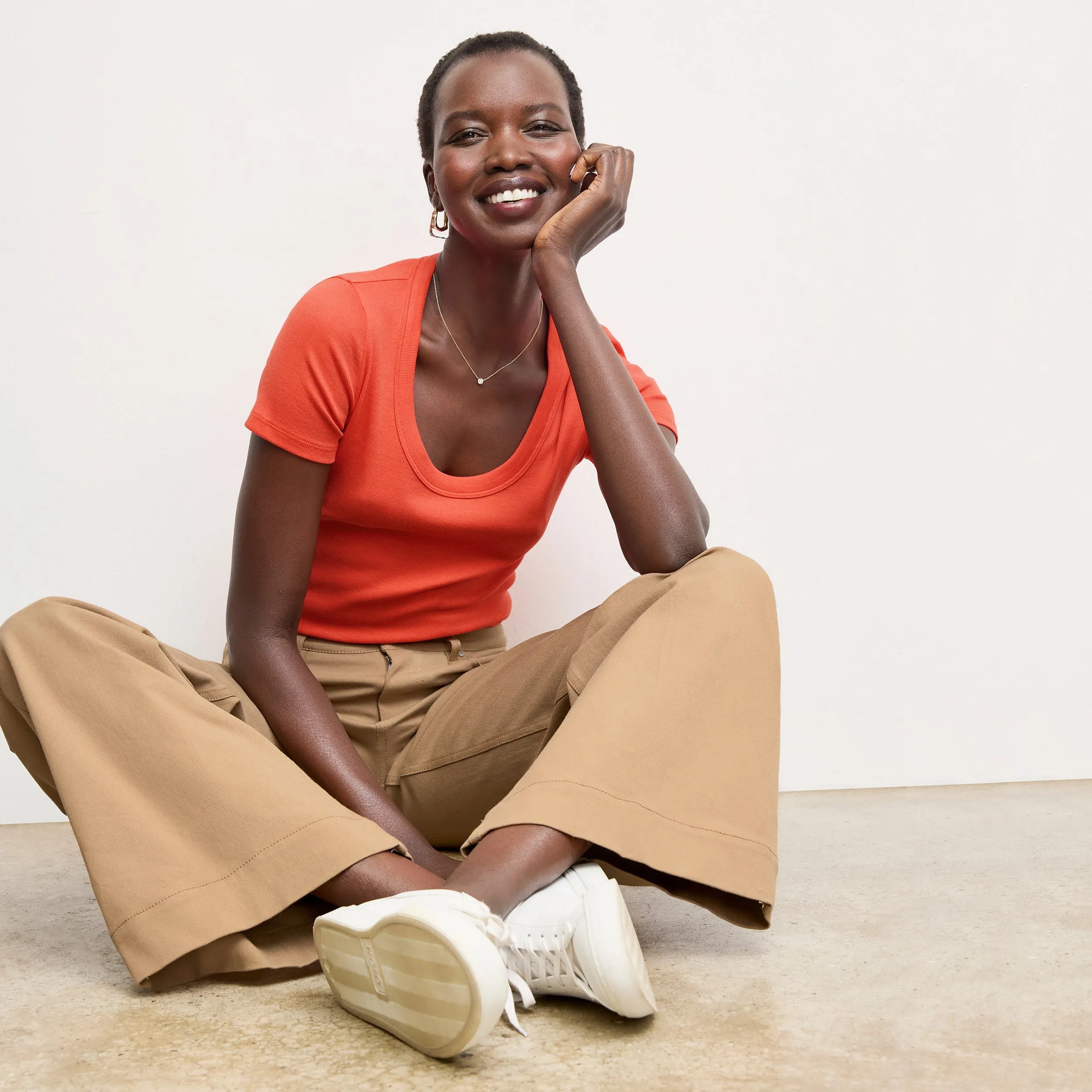 Avi Scoopneck T-Shirt - Organic Ribbed Pima Cotton :: Marmalade Moisture Control Technology