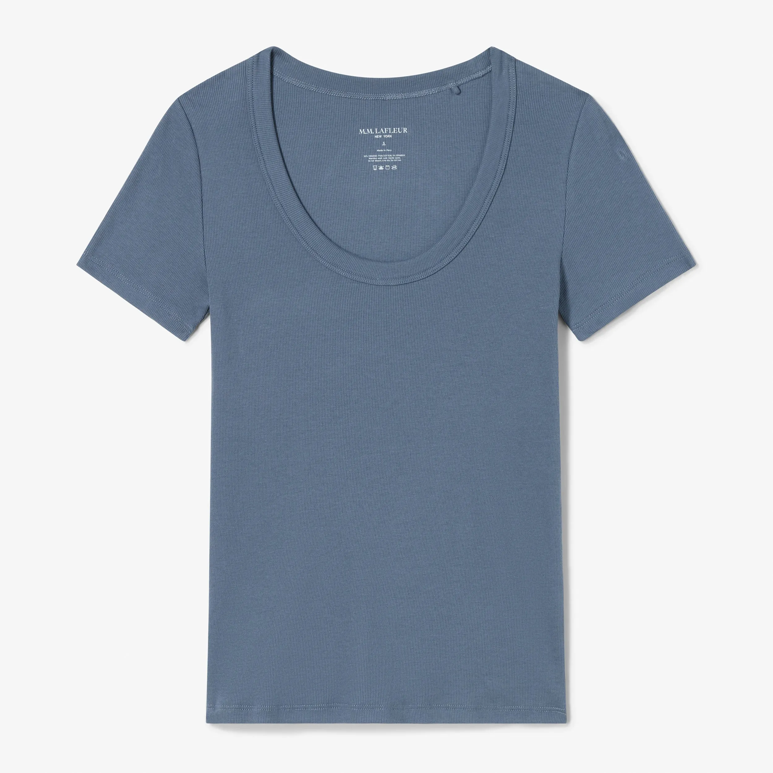 Avi Scoopneck T - Shirt - Organic Ribbed Pima Cotton :: Moonlight Blue TemperatureControl Fabric Festival wear