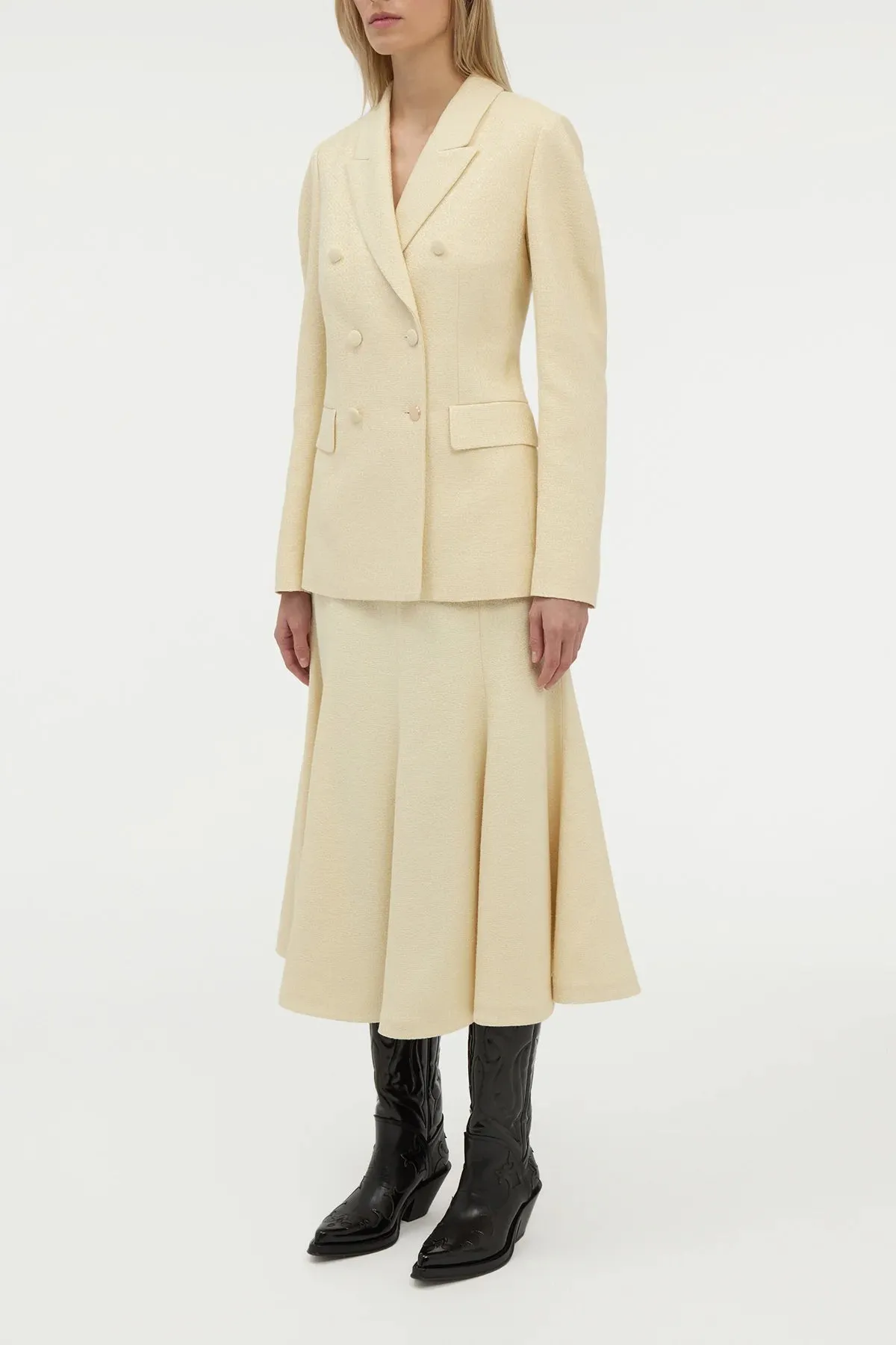 PaddedInsulation Interlock Stitching Sedna Blazer in Ivory Silk Tweed