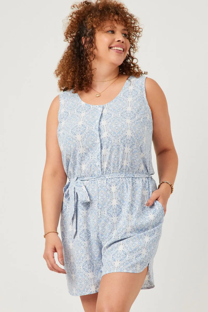 Contrasting Detail Wedding Style Bandana Print Belted Button Detail Romper