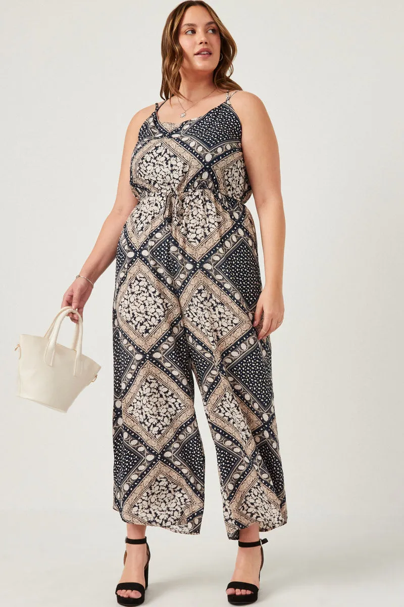 Bandana Print Wide Leg Cross Back Jumpsuit Bodycon-Fit Grace Vibe
