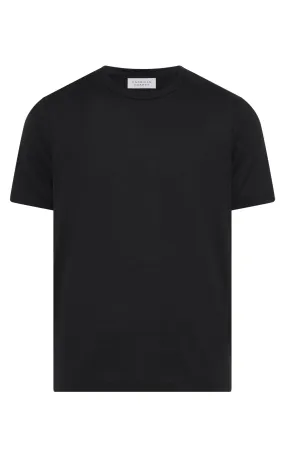 Bandeira T-Shirt in Black Cashmere Odor Control Finish Ribbed Trim