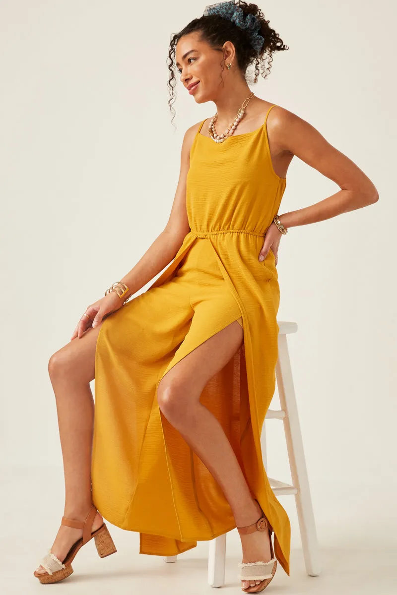 Pleated-Texture Textured Tulip Pant Cami Tank Jumpsuit