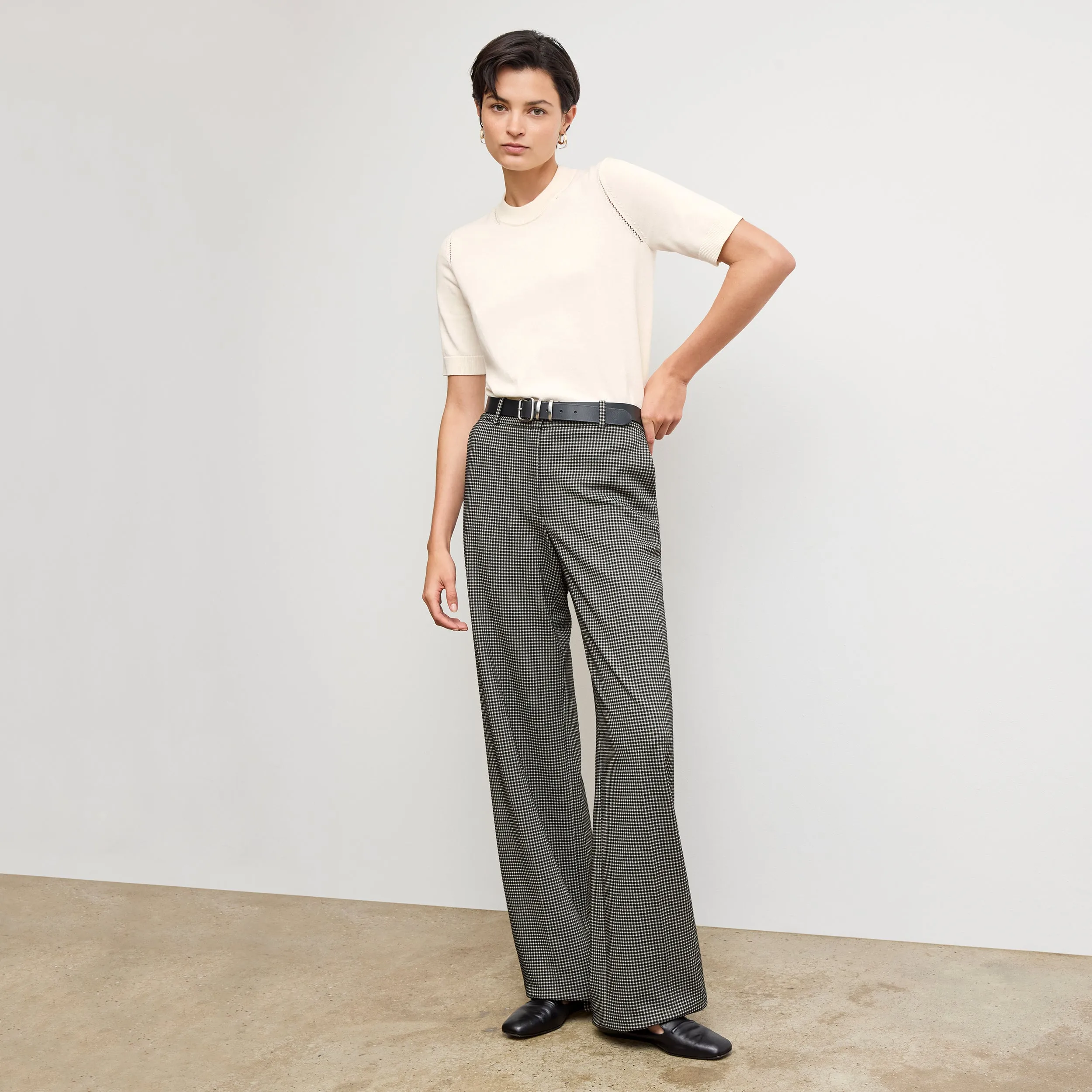 Becca Pointelle Tee - Cotton Silk Knit :: Ivory Sporty Design Reflective Detailing