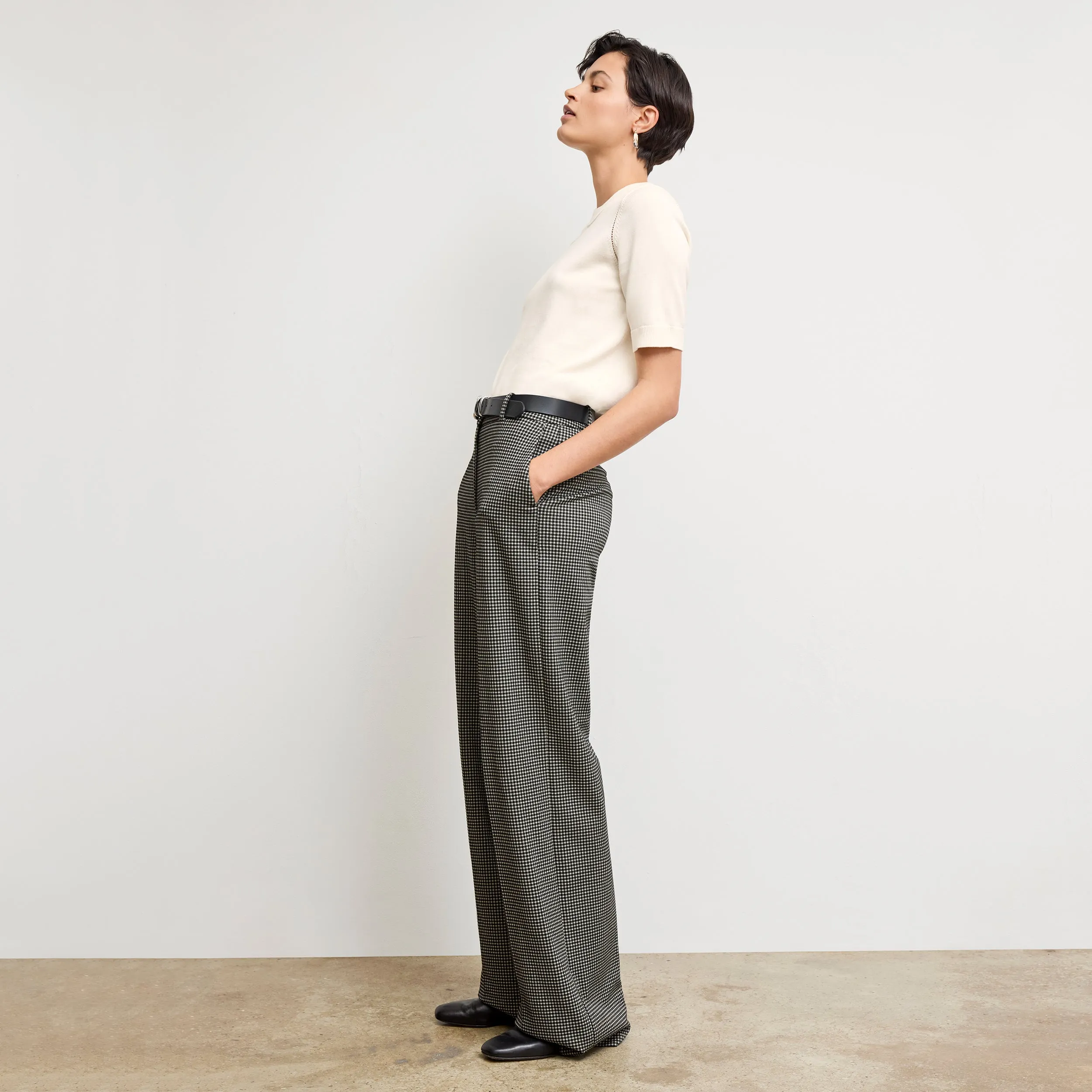 TaglessCollars Sustainable Manufacturing Becca Pointelle Tee - Cotton Silk Knit :: Ivory