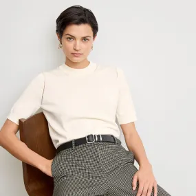 Relaxed Sweatshirt Becca Pointelle Tee - Cotton Silk Knit :: Ivory