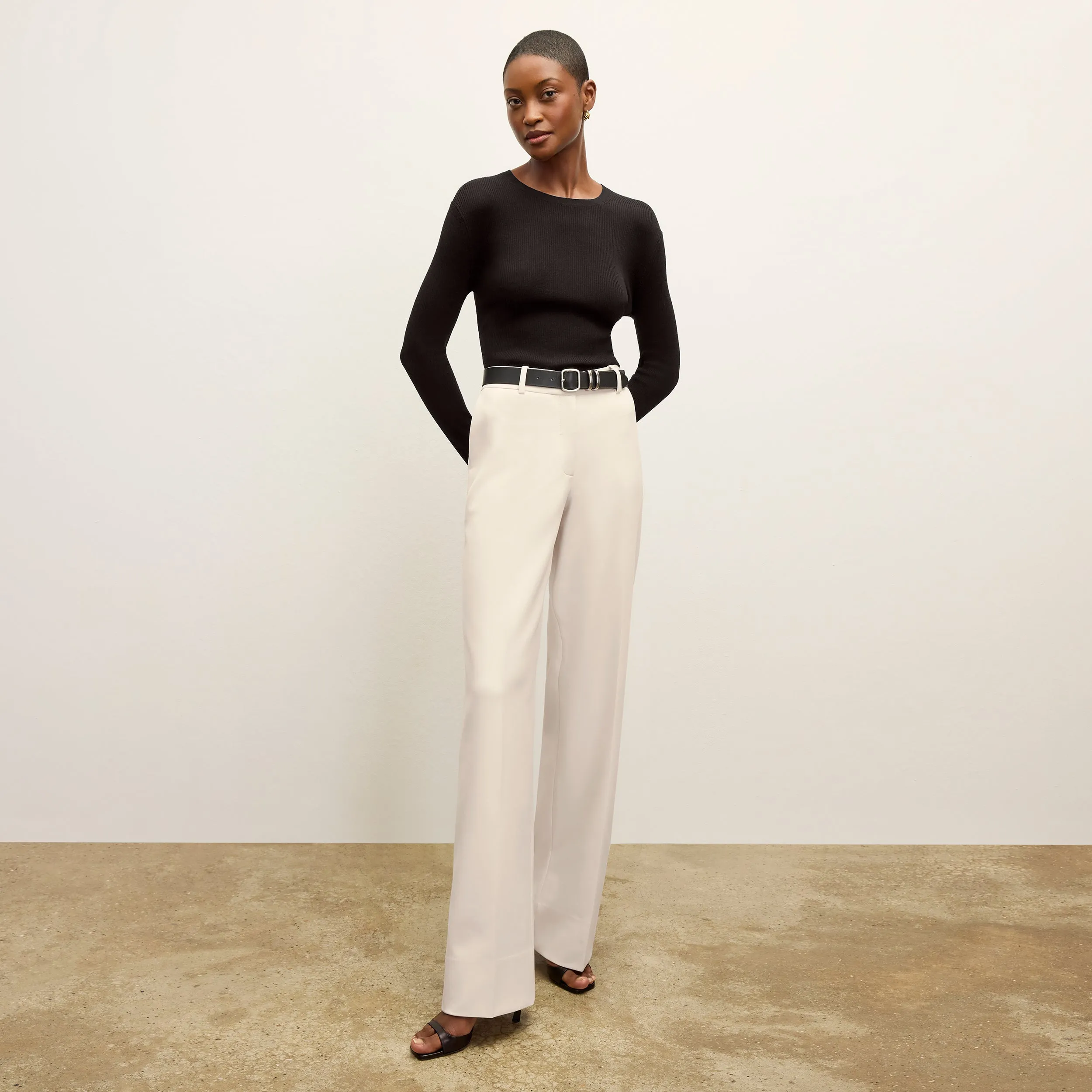 Beck Sweater - Ribbed Merino  :: Black StretchTechnology Lightweight Layering Option