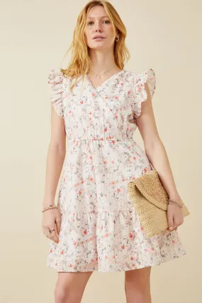 Floral Print Eyelet Ruffle Tank Dress Feminine layered dress