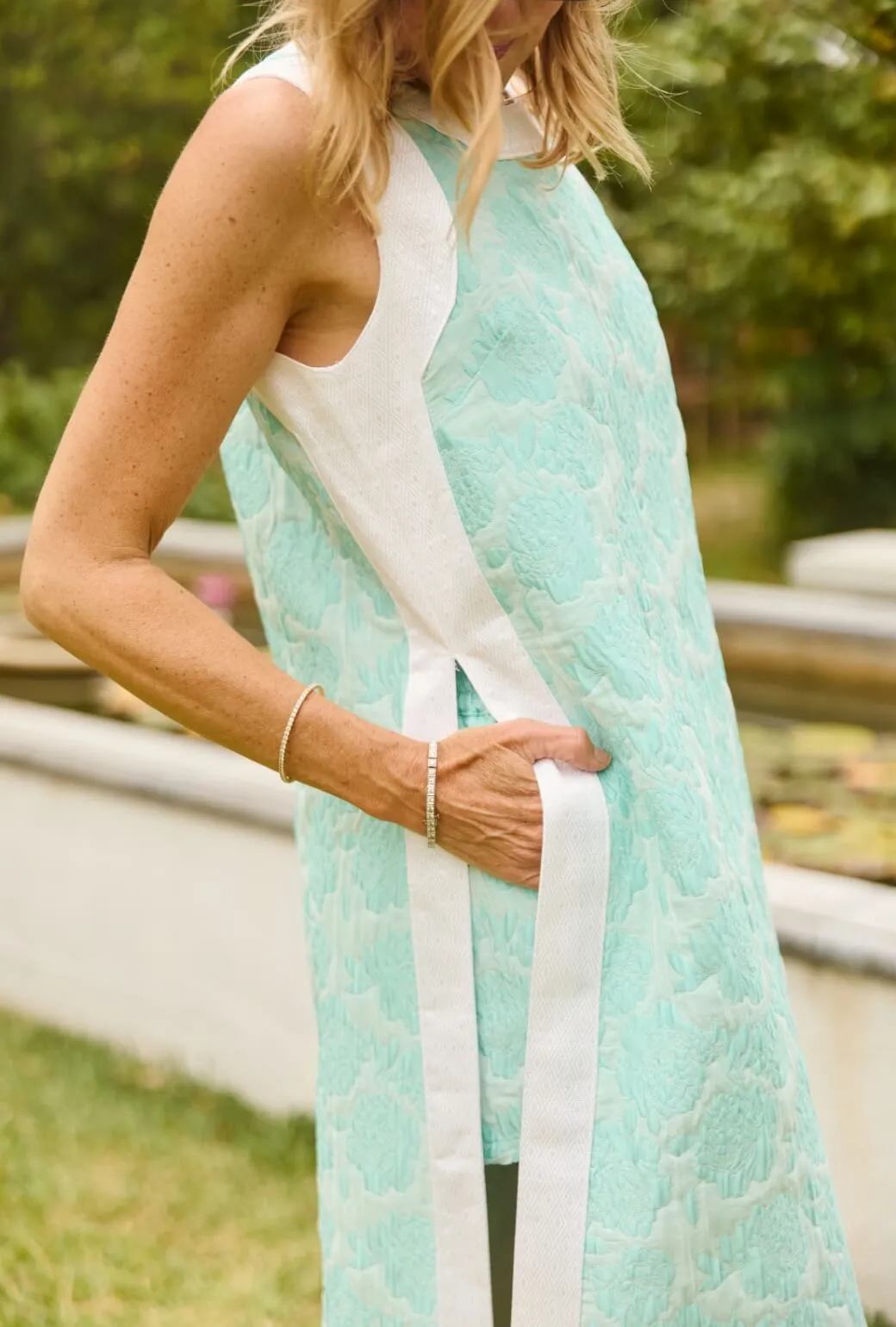 Tagless Comfort NonRestrictiveSilhouette Bermuda Set - Aqua Brocade