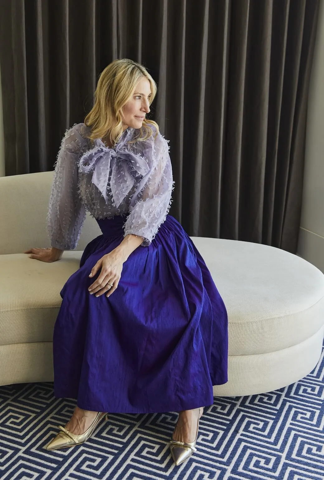 Layered Neckline Big Bow Blouse - Lilac Bows