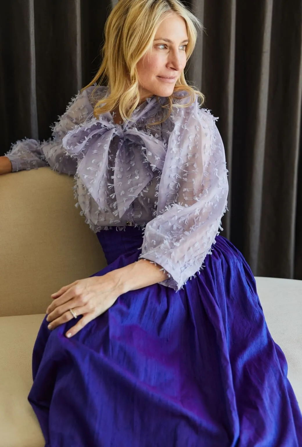 AntiPillingFinish Printed T-shirt Big Bow Blouse - Lilac Bows