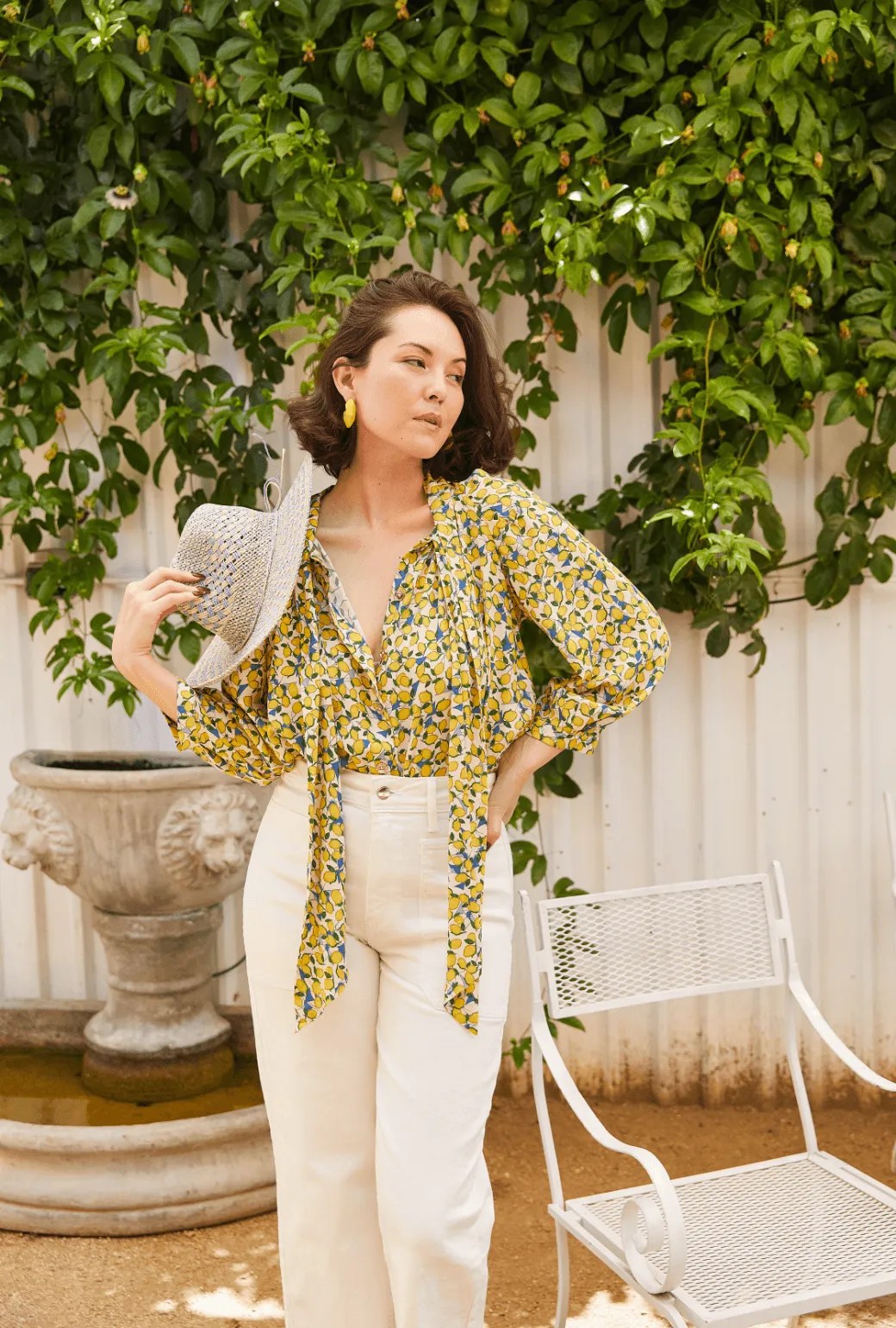 Big Bow Blouse - Limoncello HighNeckline