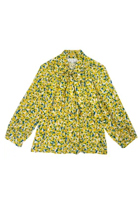 ContrastTipping Big Bow Blouse - Limoncello