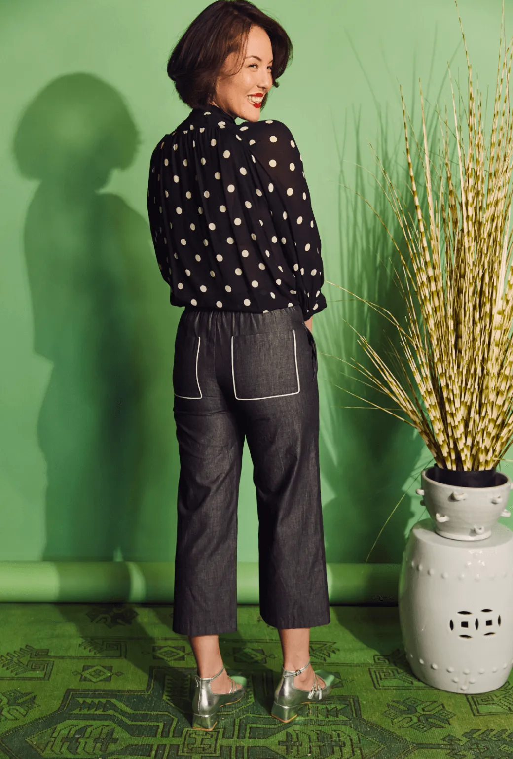 Vintage Pullover Breathable Material Big Bow Blouse - Polkadots