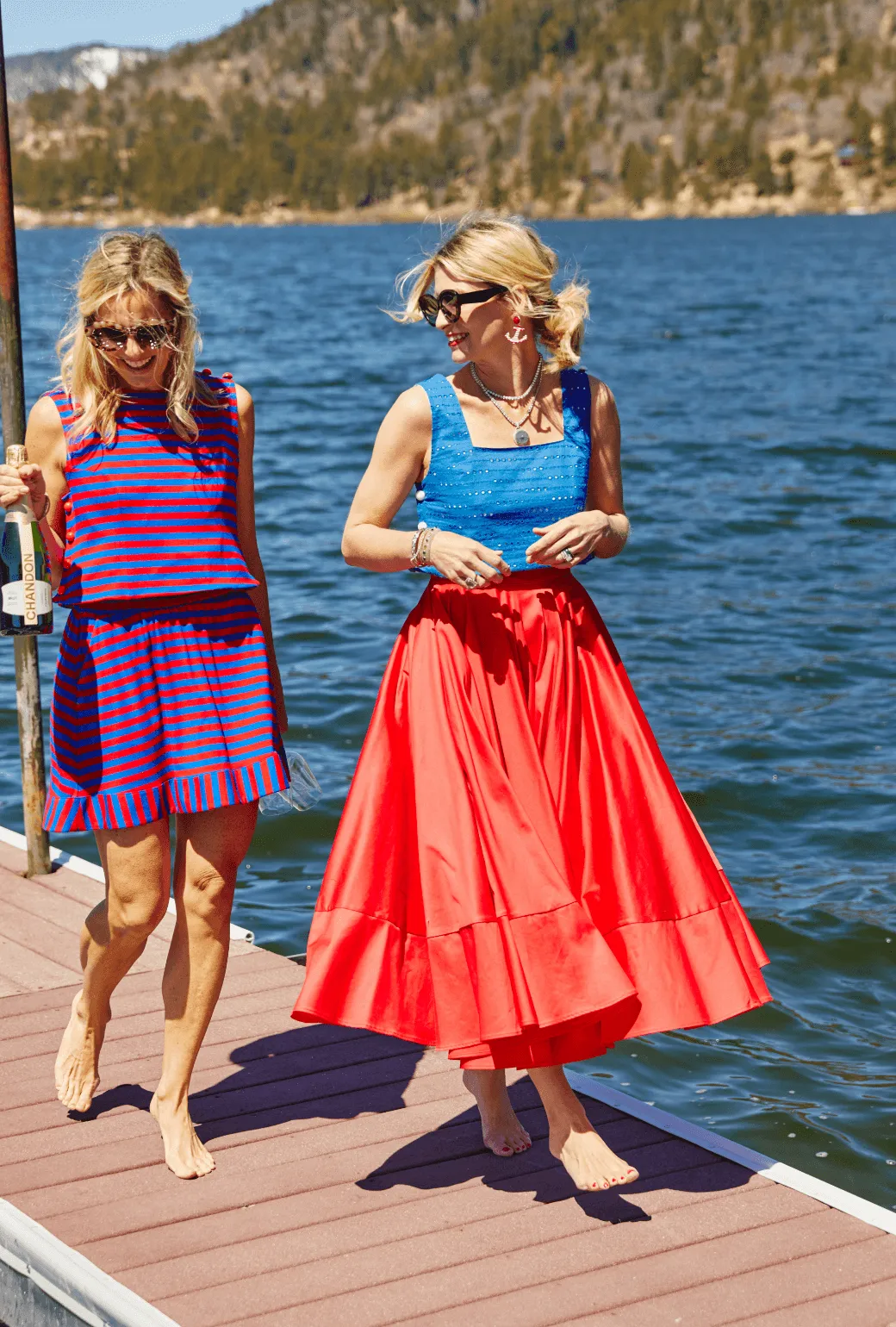 Everyday MINI Skirt  - Red & Blue Stripe Hypoallergenic fabric