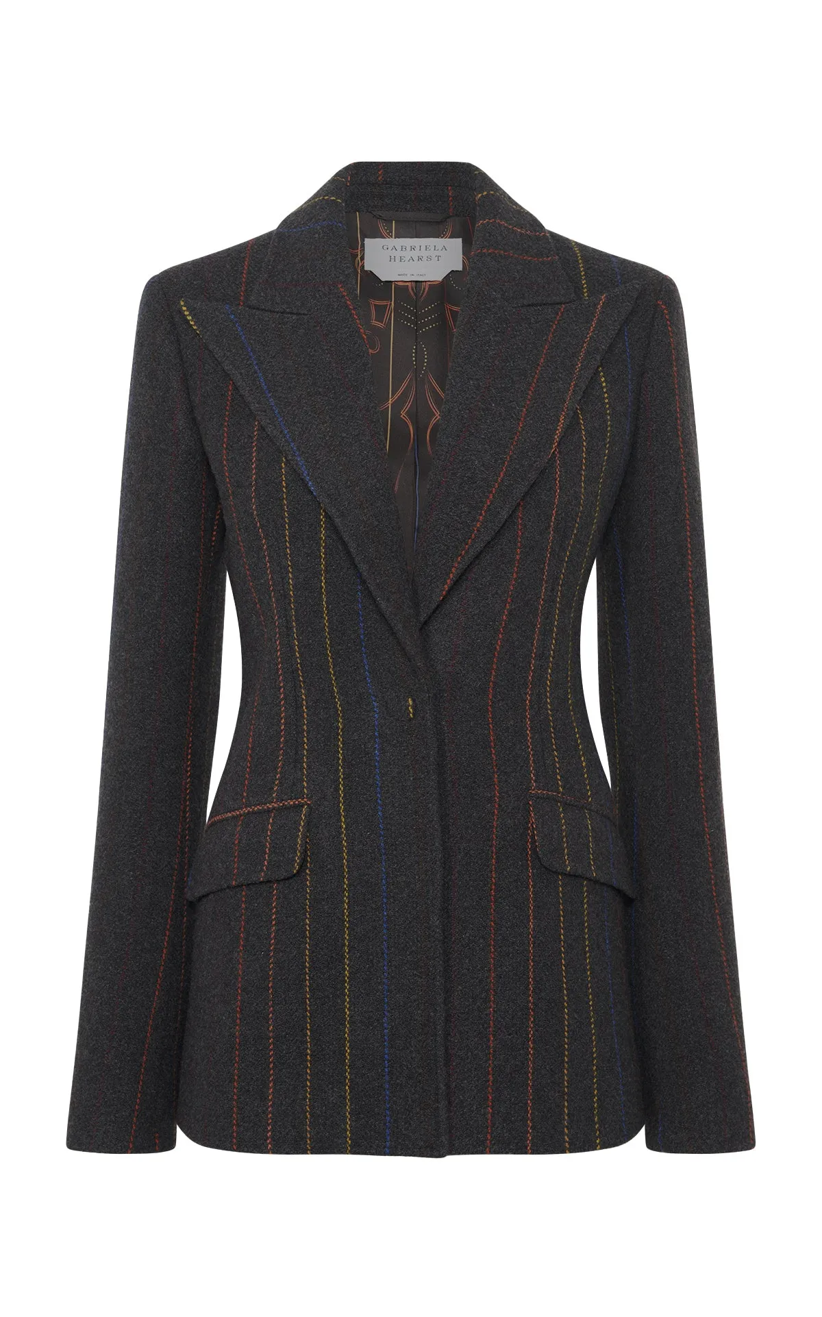 Leiva Blazer in Charcoal Multi Pinstripe Wool Cashmere Classic Tank HighStrength Threadwork