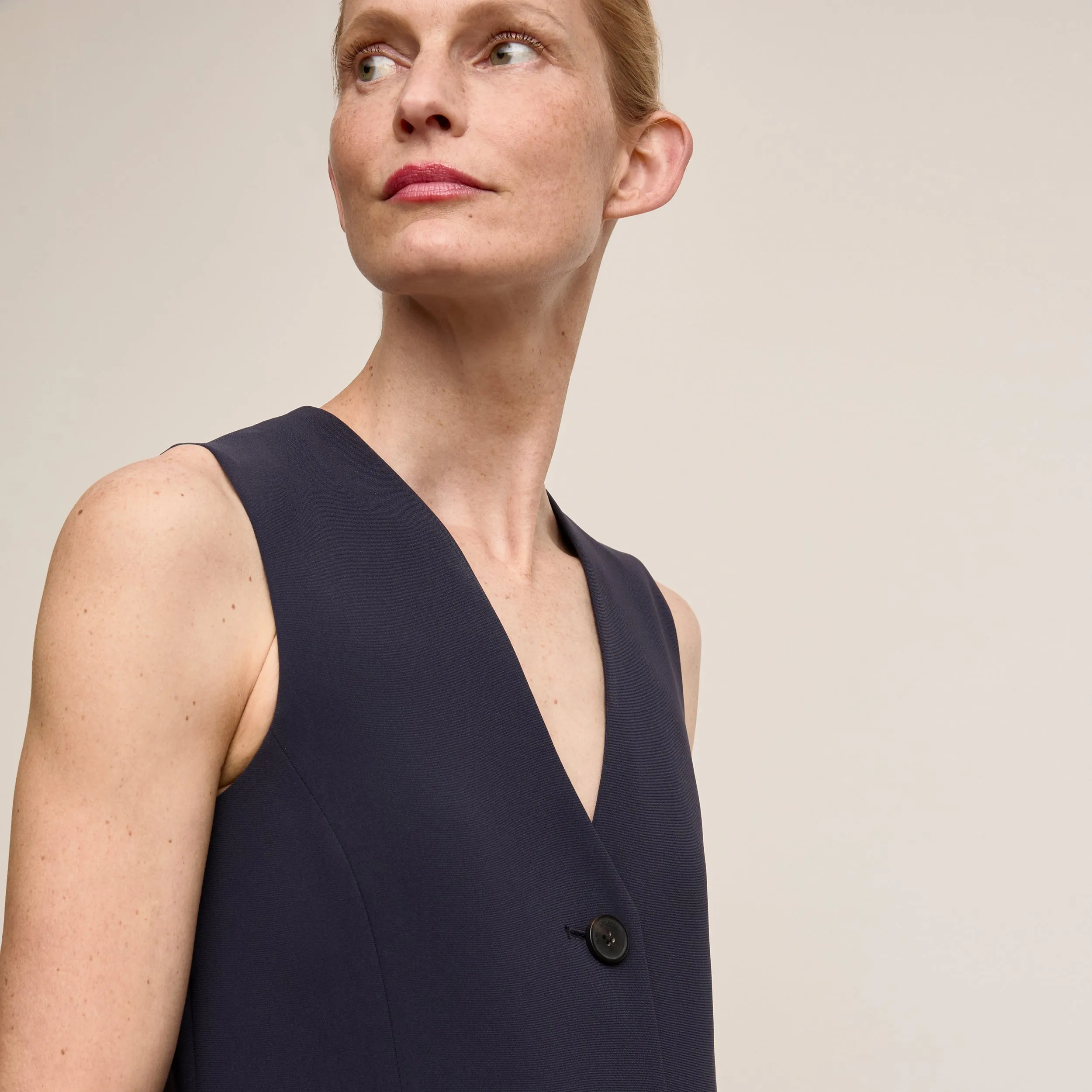 Blanca Vest Dress - Everyday Crepe with Topstitch :: Oxford Stretch Knit Fabric
