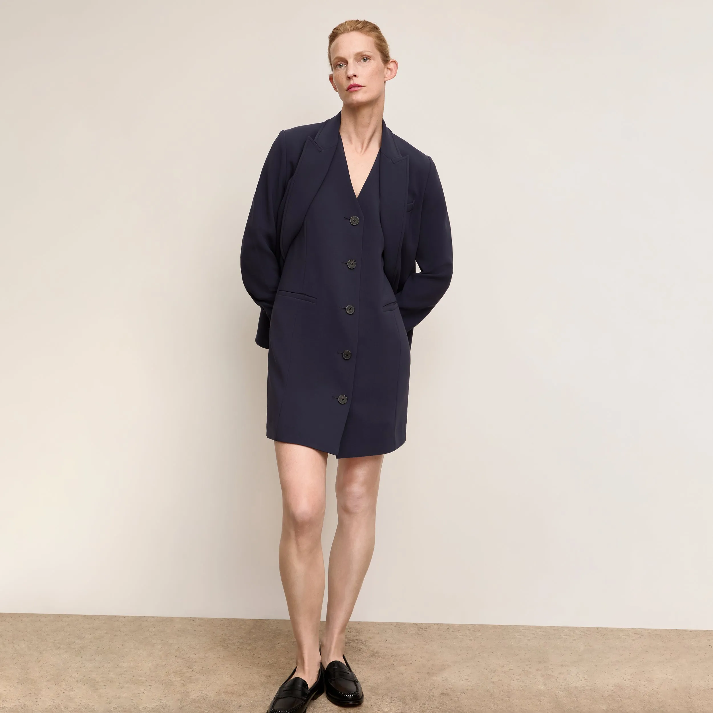 Blanca Vest Dress - Everyday Crepe with Topstitch :: Oxford ContrastStitching Minimalist Detailing