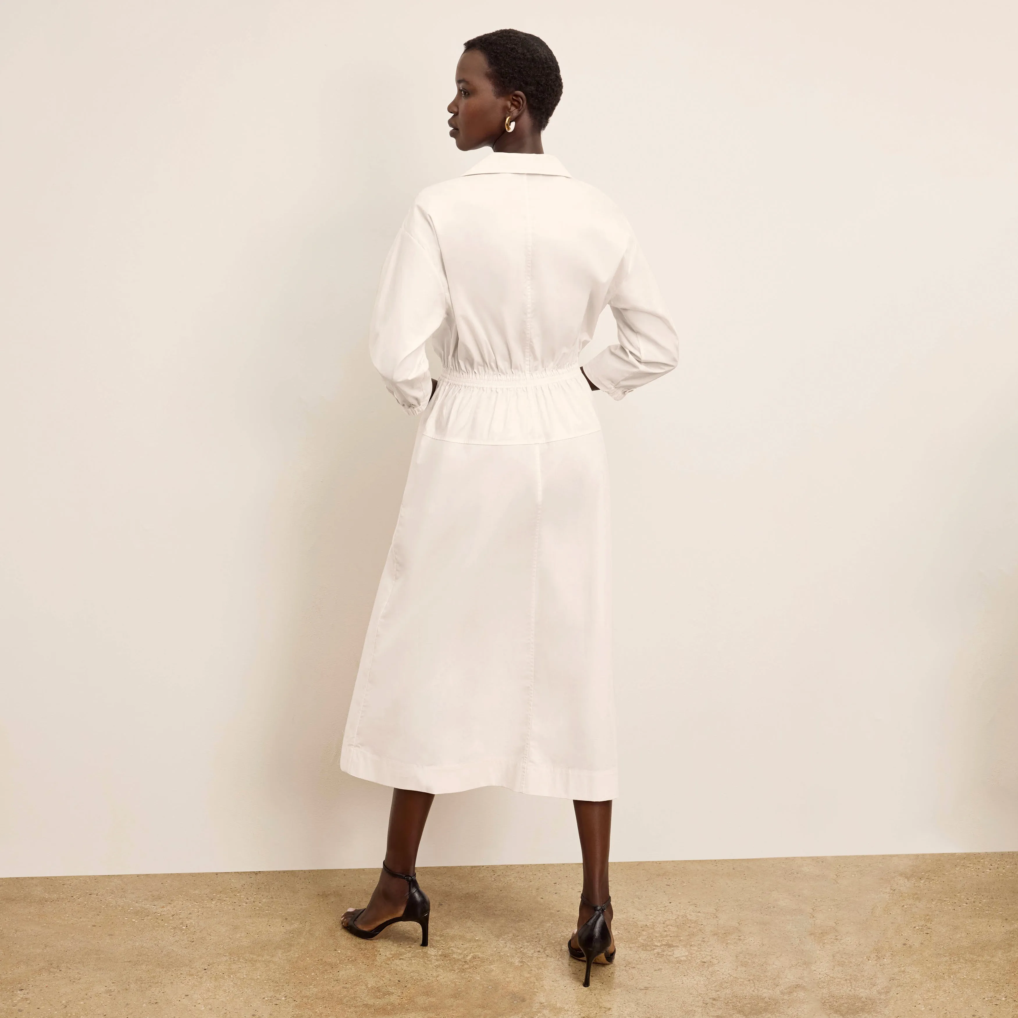 Contrast Stitch Detail Classic Style Boden Al Fresco Dress - Cotton Poplin :: Eggshell