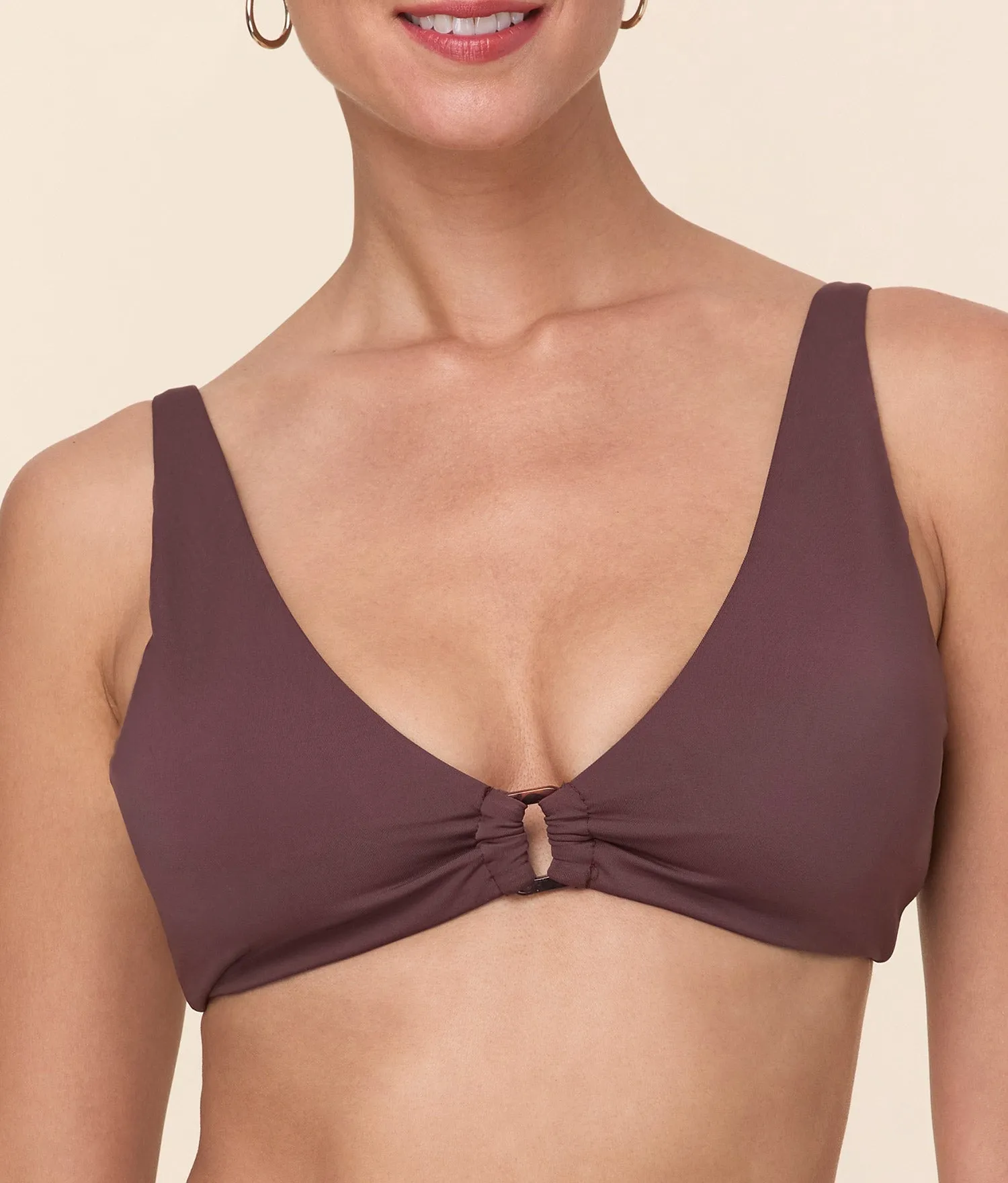 The Nora Bikini Top - Eco Nylon - Mink High Shine