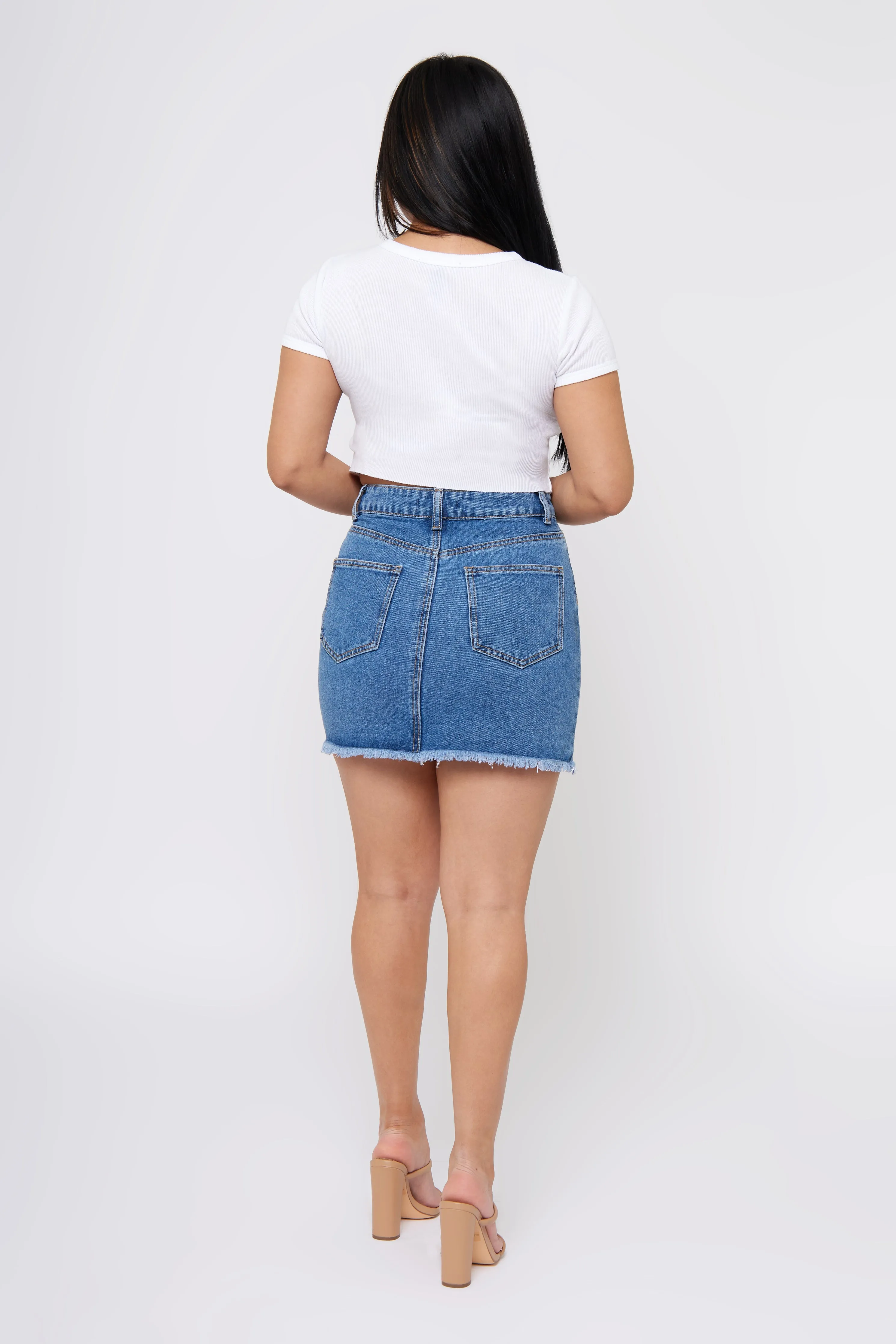 tech fabric Keep It Real Denim Mini Skirt