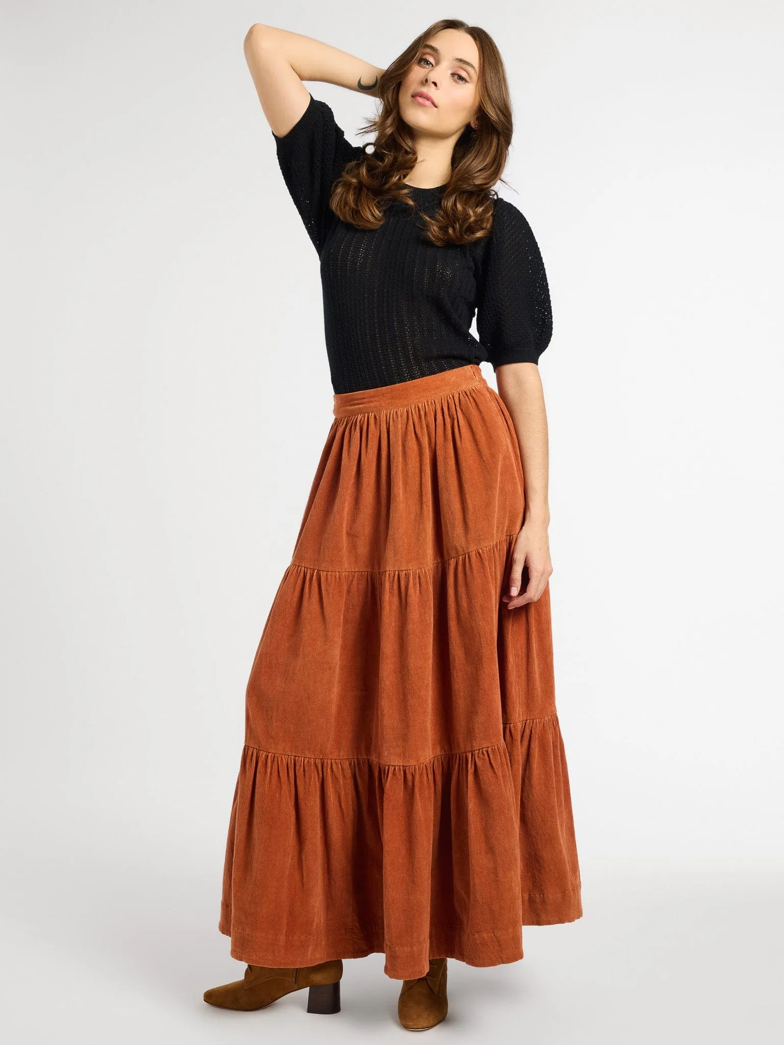 Everyday Look Paola Skirt in Cinnamon Cord