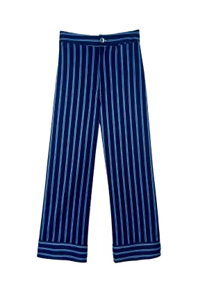 Structured Hemline WrinkleFreeFabric Flat Front Trousers - Dewberry Stripe
