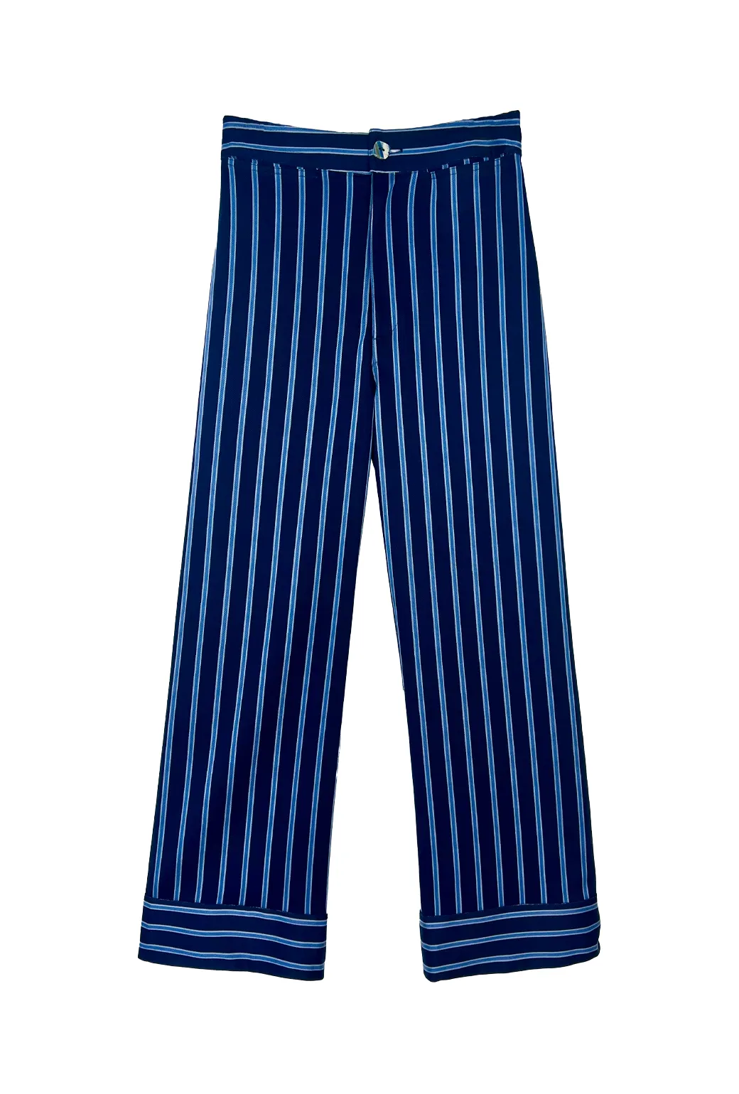 Structured Hemline WrinkleFreeFabric Flat Front Trousers - Dewberry Stripe