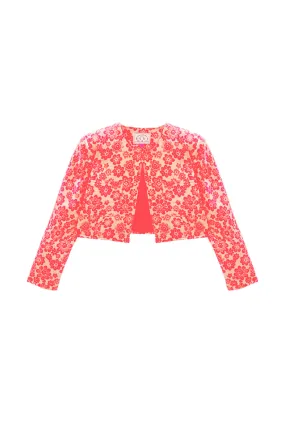 Bolero Blazer - Coral Brightline Airflow Mesh Panel