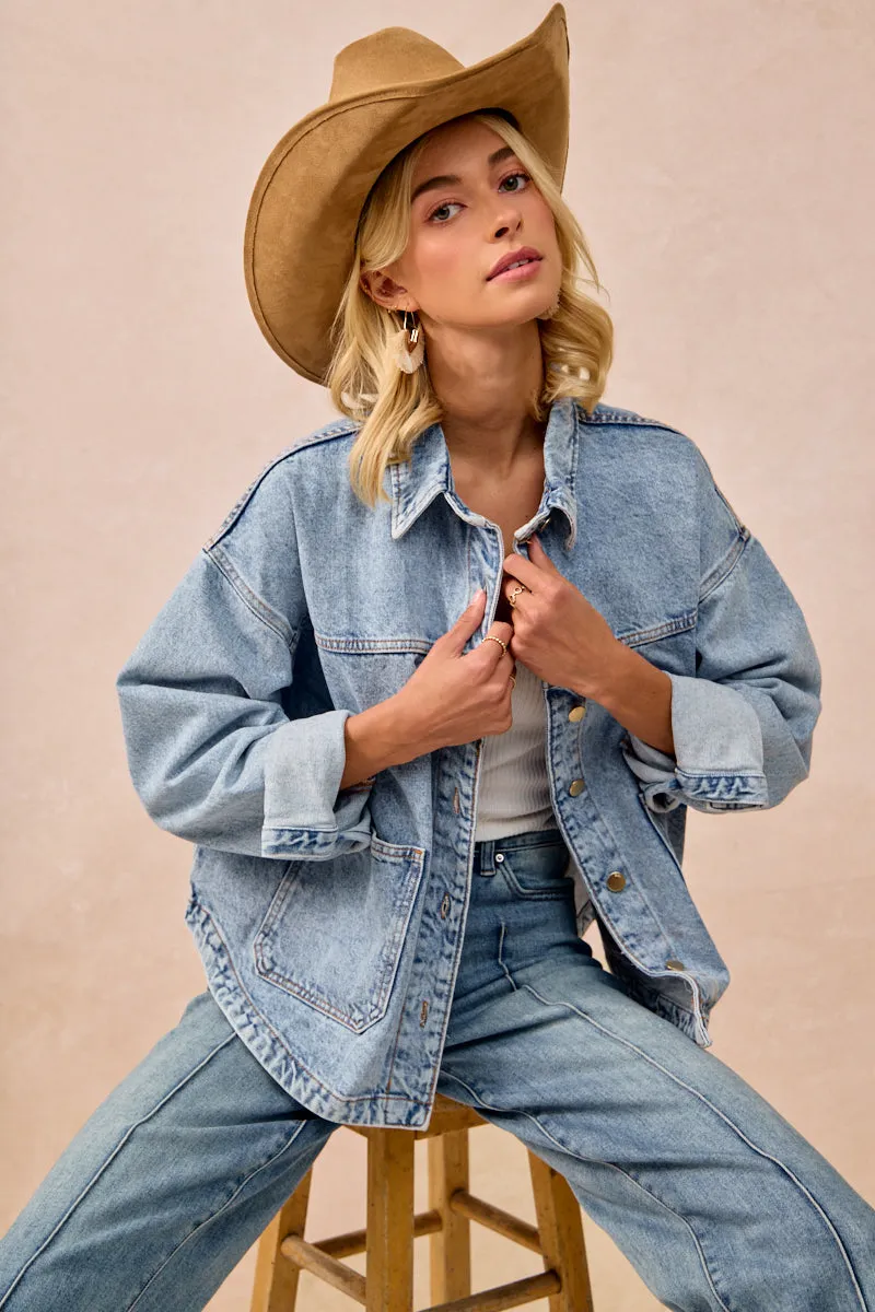 NoiseReduciting Fabric IT4447S-01 | WASHED DENIM JACKET WITH DOUBLE POCKET BACK PLEAT