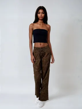 Rebel Roar Baggy Leopard Print Pant Structured Hemline