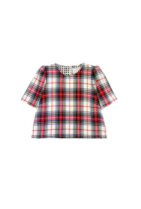 Lee Top - Stewart Plaid Classic Cut Petal Sleeve Architecture