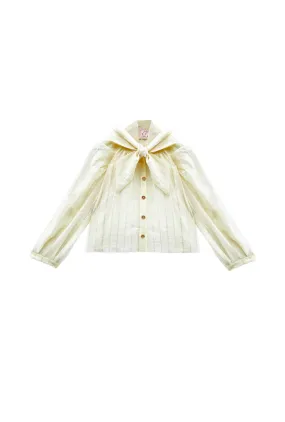 Lightweight Blouse Cropped Big Bow Blouse - Sheer Ivory