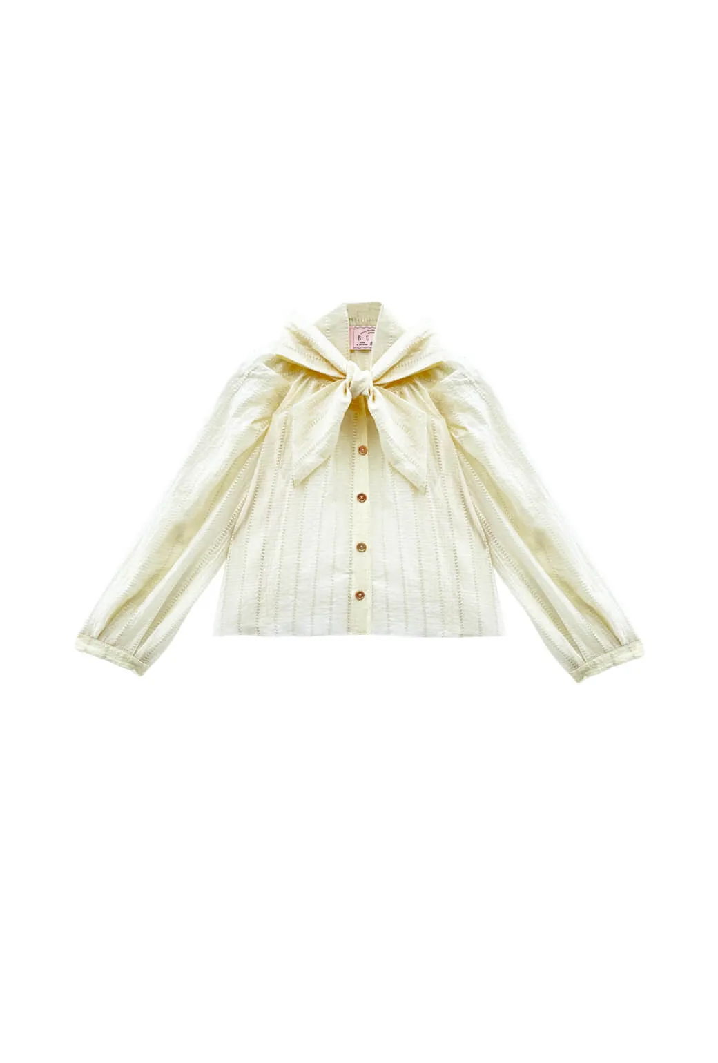 Lightweight Blouse Cropped Big Bow Blouse - Sheer Ivory