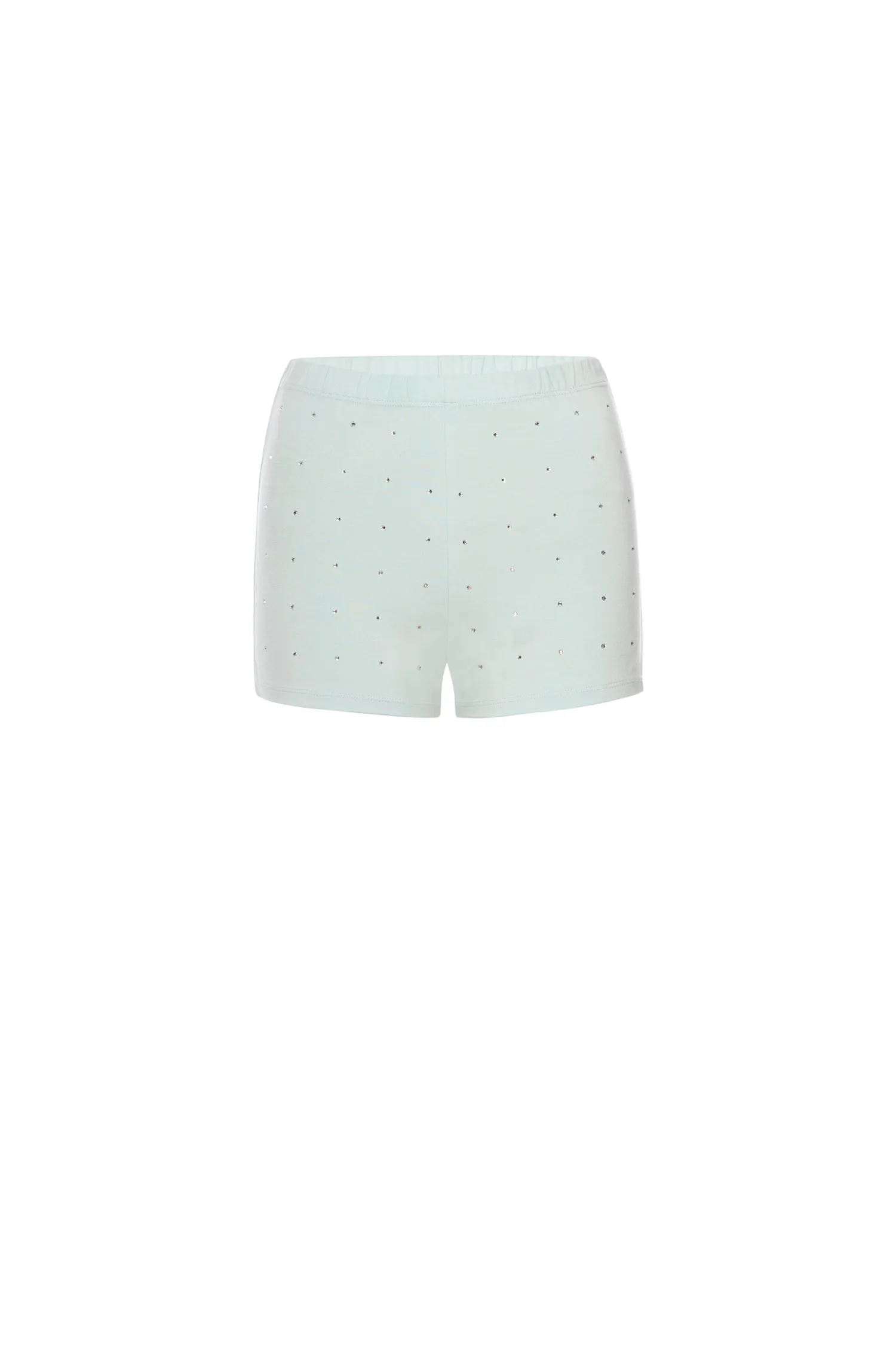 TemperatureRegulating Material V-neck Shirt BOOTY SHORT - BABY BLUE RHINESTONE