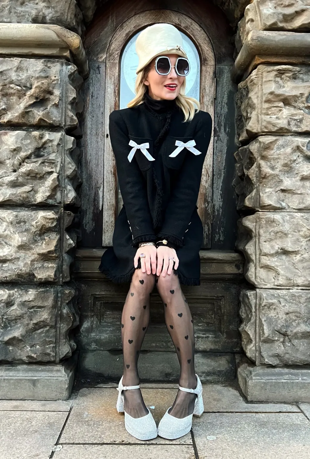 Bow Blazer - Black Tweed color block High Visibility Trims