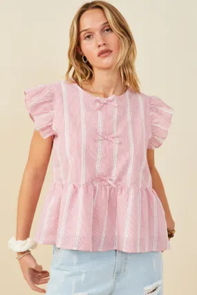 Fashion Blouse Bow Detailed Crochet Lace Ruffle Tank