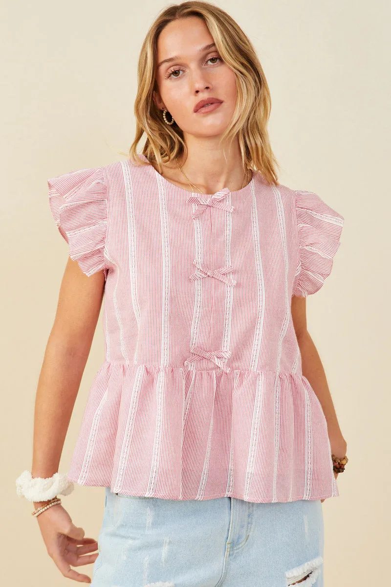 Bow Detailed Crochet Lace Ruffle Tank Overlock Edging Unstructured Fit