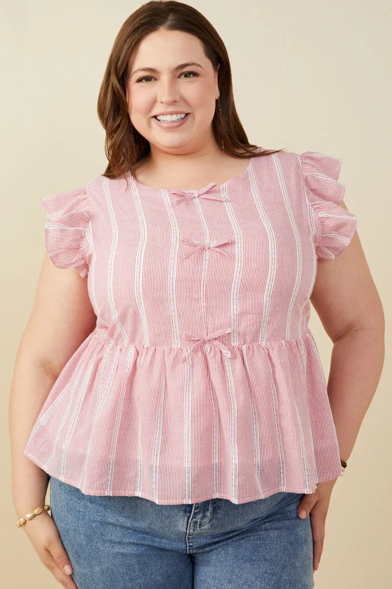 Recycled Polyester Bow Detailed Crochet Lace Ruffle Tank