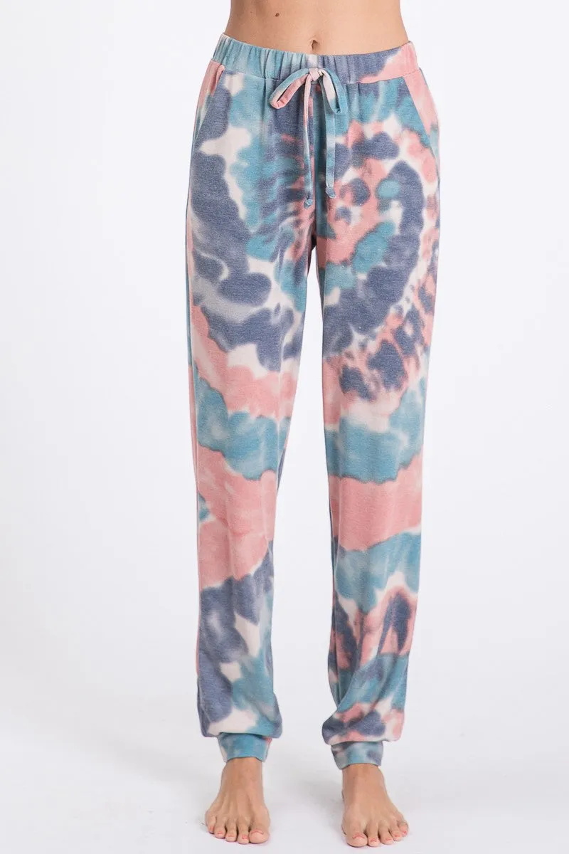 BP9006-15 | TIE DYE FRENCH TERRY CASUAL PANTS SeamlessPockets Soft Brush Lining