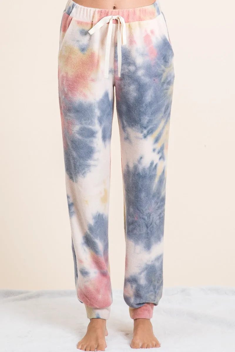 Core Style BP9006-31 | TIE DYE BRUSHED TERRY CASUAL PANTS WITH SIDE