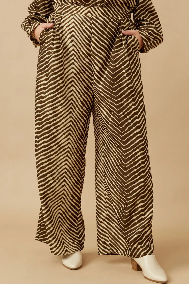 Animal Print Pleated Detail Wide Leg Pants Trendy Style Sweat Resistant