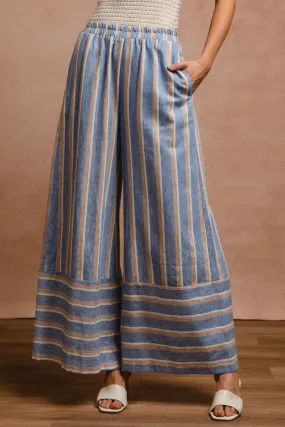 RipstopFabric Embroidered Detail IB1605S-01 | STRIPE WOVEN WIDE PANTS