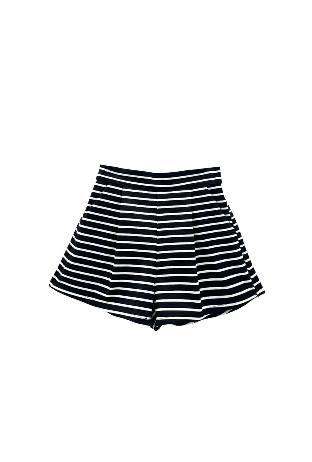 Flat Front Everyday Shorts - B&W Stripe Knit Breathable Lining