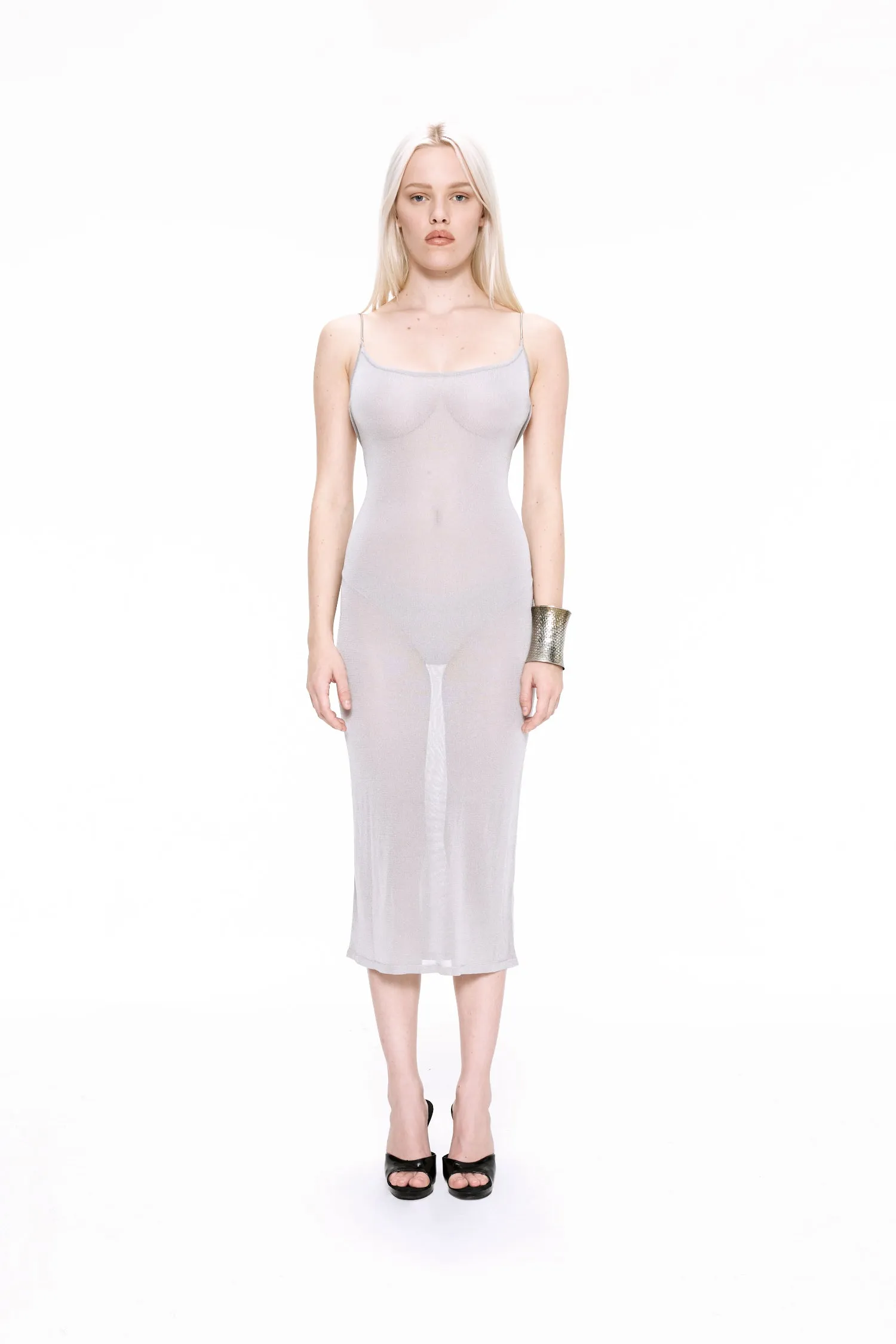 Sporty Cardigan Wind Resistant Fabric AWA DRESS - METALLIC SILVER