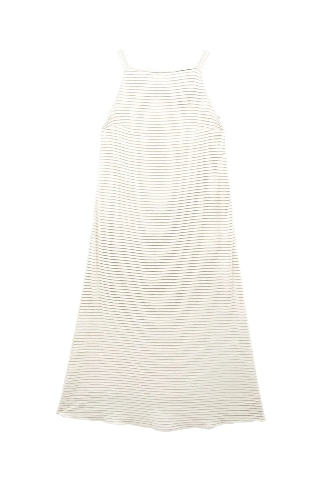 Buru x Megan Stokes The Megan MIDI Dress - White Pintuck Knit OdorResistantTreatment SoftInteriorLining