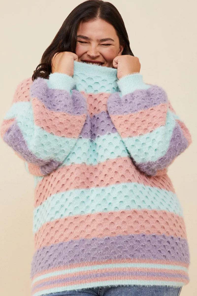 Moisture Management Fabric Moisture Wicking Lining Color Block Chunky Sweater