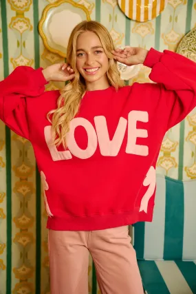 Easy Care Ultra Soft IT3797G-06 | LOVE AND SIDE BOW PATCHES FLEECE SWEATSHIRT