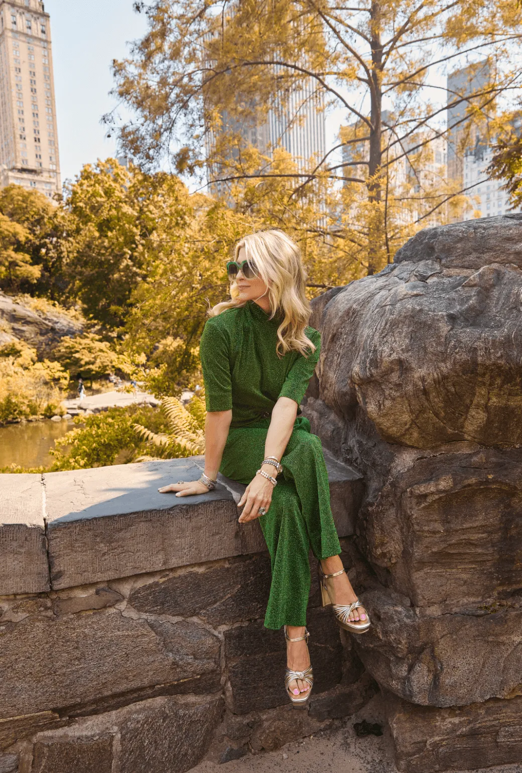 Quick Access Zippers UVProtectionCoating SAMPLE - Sparkle Trousers - Green